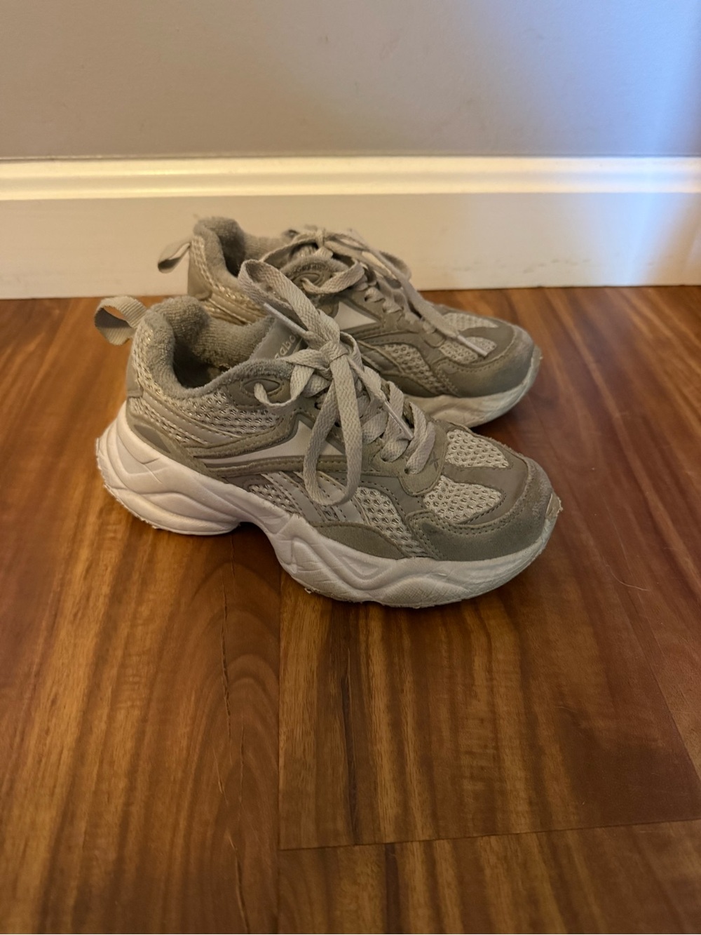 Reebok Kids Light Gray and White Lace-Up Sneakers